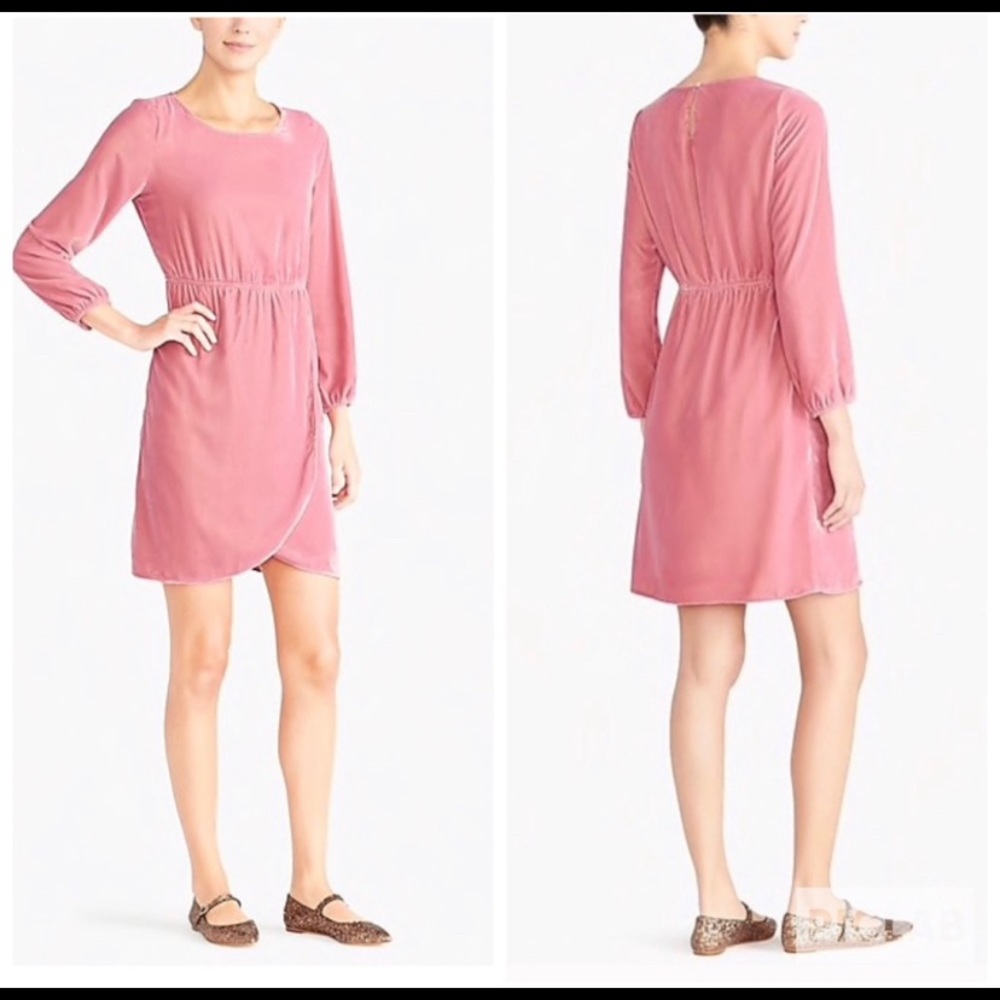 J. Crew Pink Velvet Tulip Dress